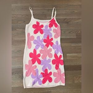 Flower Pattern Sweater Dress